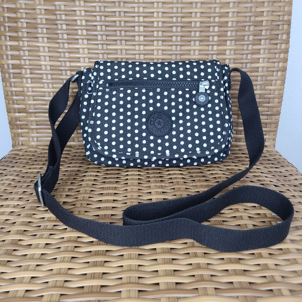 Kipling Sabian Bag Printed Crossbody Mini Black White Polka-Dots